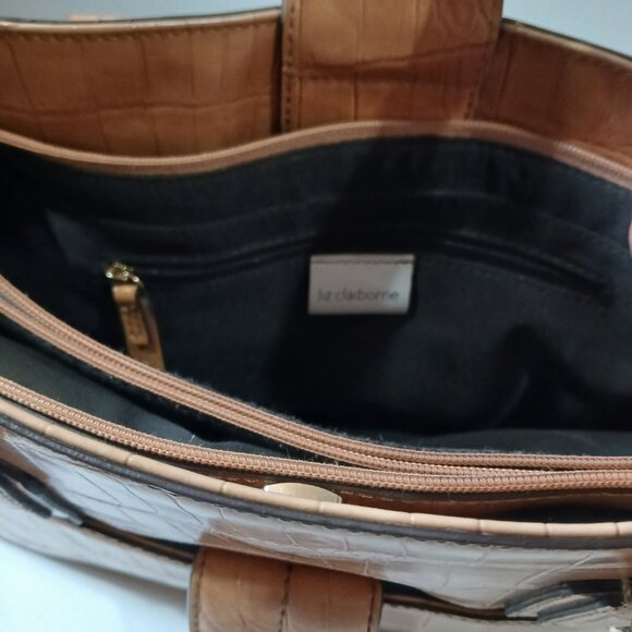 Liz Claiborne 90's Vintage Faux Tan Croc Leather Handbag - Picture 15 of 15